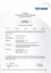 CE marking certification for paper punching machine for paper cup fan of Woosung Machinery