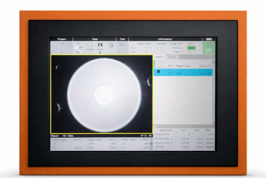 Vision inspection screen of high speed paper cup making machine – real-time quality control system