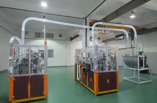 Paper cup forming machine for side sealing, bottom forming, knurling and curling
